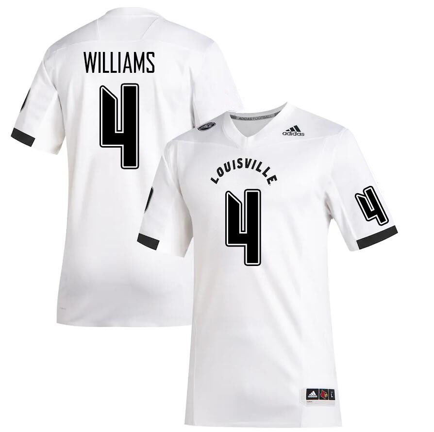 Men #4 Aaron Williams Louisville Cardinals College Football Jerseys Stitched Sale-White - Click Image to Close